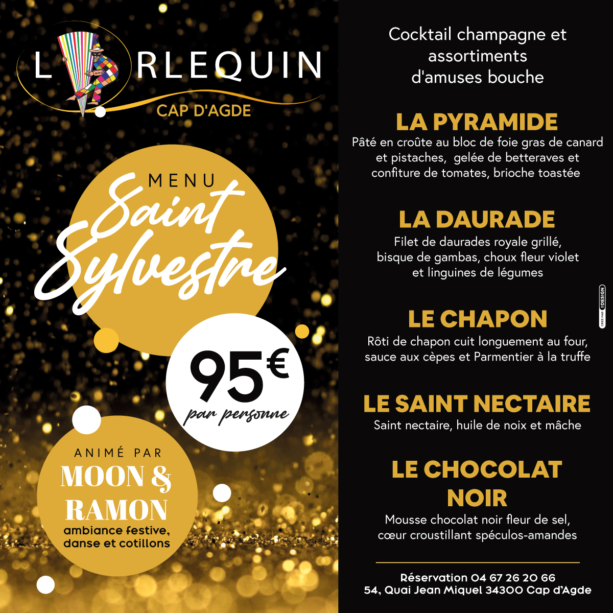 Menu du Réveillon 2024 – Restaurant – L'Arlequin